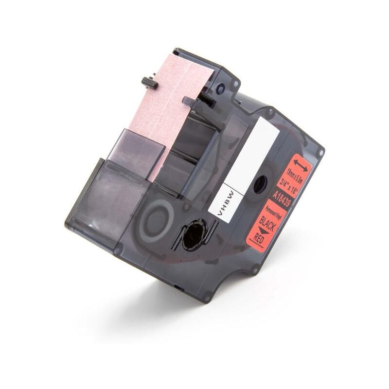Vhbw - Label Tape Replacement for Dymo 18439 for Label Printer 5.5m x 19 mm, Black on Red, Vinyl