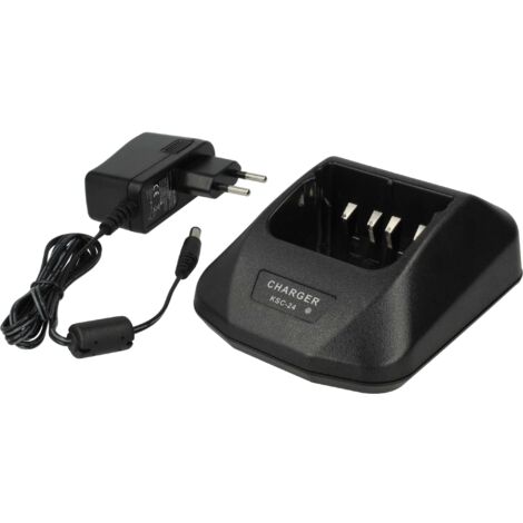 vhbw Ladegerät kompatibel mit Kenwood KNB-20, KNB-17N, KNB-20N Funkgerät-Akkus - Ladestation + Netzteil, 9,4 V, 0,4 - 0,8 A