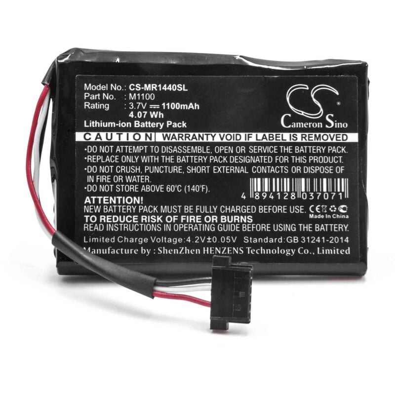 

Li-Ion batería 1100mAh (3.7V) para navegador GPS Magellan Roadmate 1440 - Vhbw
