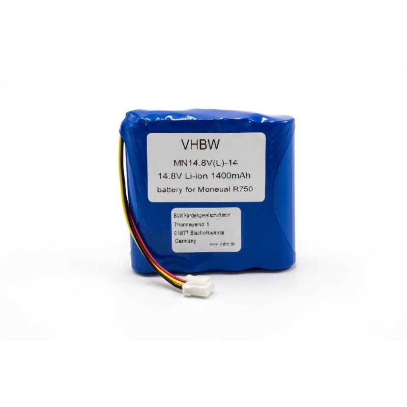 

Li-Ion batería 1400mAh (14.8V) para robot autónomo de limpieza como Moneual Rydis 10J001026 - Vhbw
