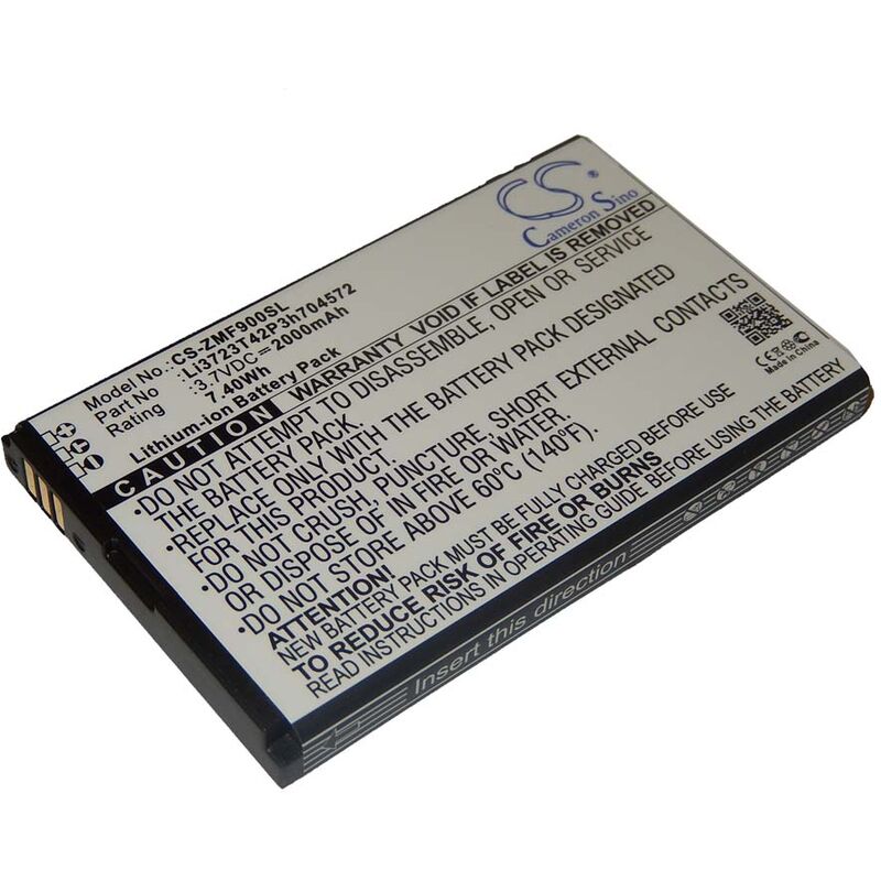 

Li-Ion batería 2000mAh (3.7V) para Smartphone, teléfono móvil, celular ZTE MF90, MF91 por Li3723T42P3h704572. - Vhbw