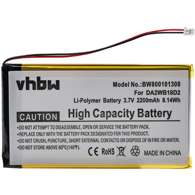 

Li-Ion batería 2200mAh (3.7V) para reproductor de música MP3 Iriver H110, H120, H140, H320, H340 sustituye DA2WB18D2 - Vhbw
