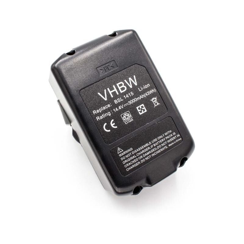

Li-Ion Batería 3000mAh (14.4V) para su herramienta electrónica Hitachi DS 14DBL, DS14DSAL, DS14DSFL, DV 14DBL por BSL 1415, BSL 1430, 329083. - Vhbw