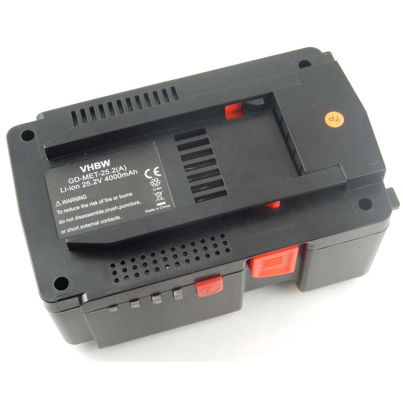

Li-Ion Batería 4000mAh (25.2V) para su herramienta electrónica Metabo KHA24, MAG 28 LTX32 por 6.254376, 6.00190.50, 6.25489, 6.25489.00 - Vhbw