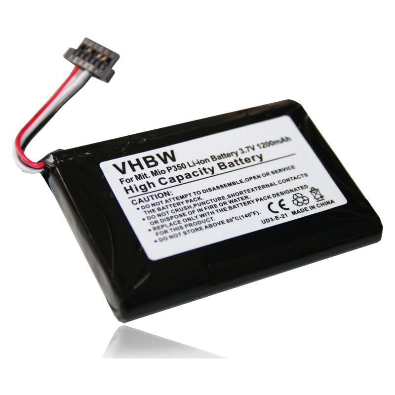 vhbw Li-Ion Batterie 1200mAh (3.7V) pour GPS MITAC MIO, remplace le modèle J00162K