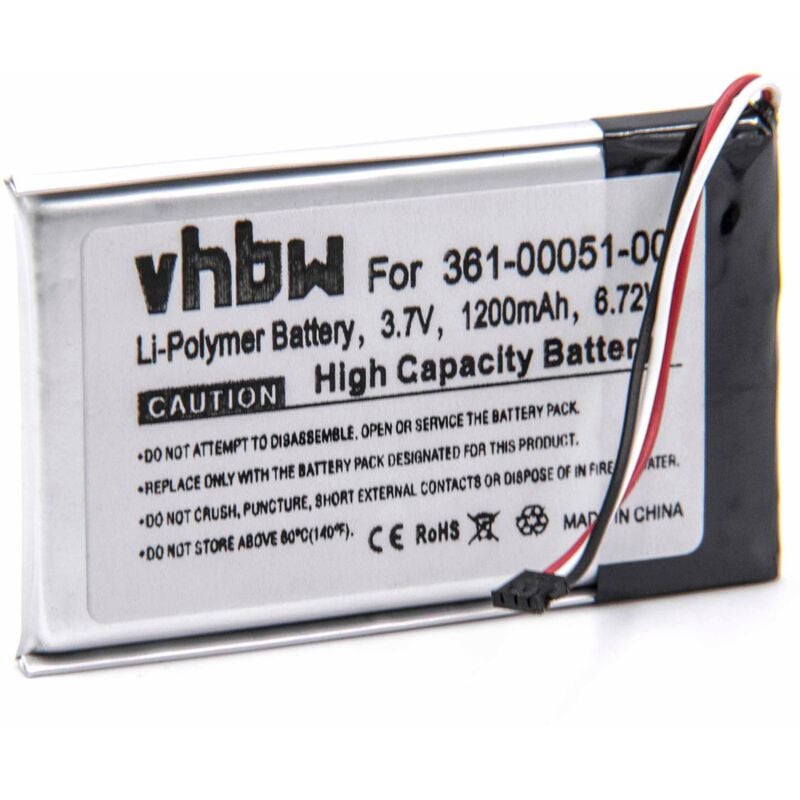 vhbw Batterie compatible avec Garmin Dezl 560 LMT, 560LMTF, 560 LT, 560 LM GPS, appareil de navigation (1200mAh, 3,7V, Li-ion)