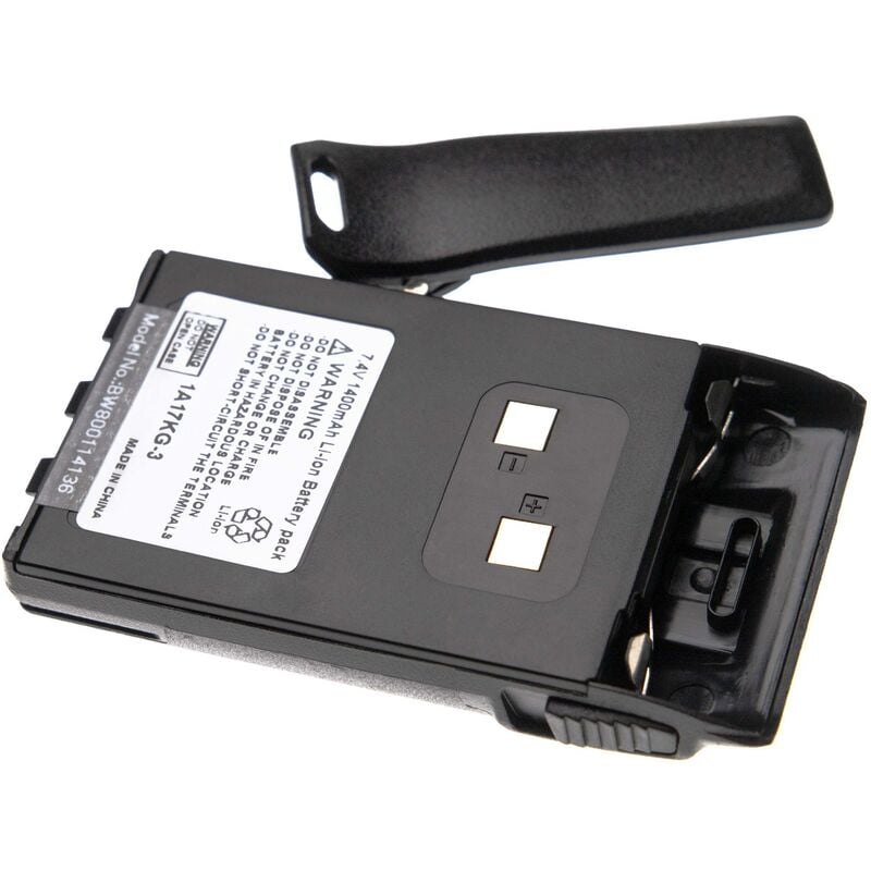 Batterie compatible avec Wouxun KF-679, KG-659E, KG-659, KG-669, DB48 radio talkie-walkie (1400mAh, 7,4V, Li-ion) - avec clip de ceinture - Vhbw