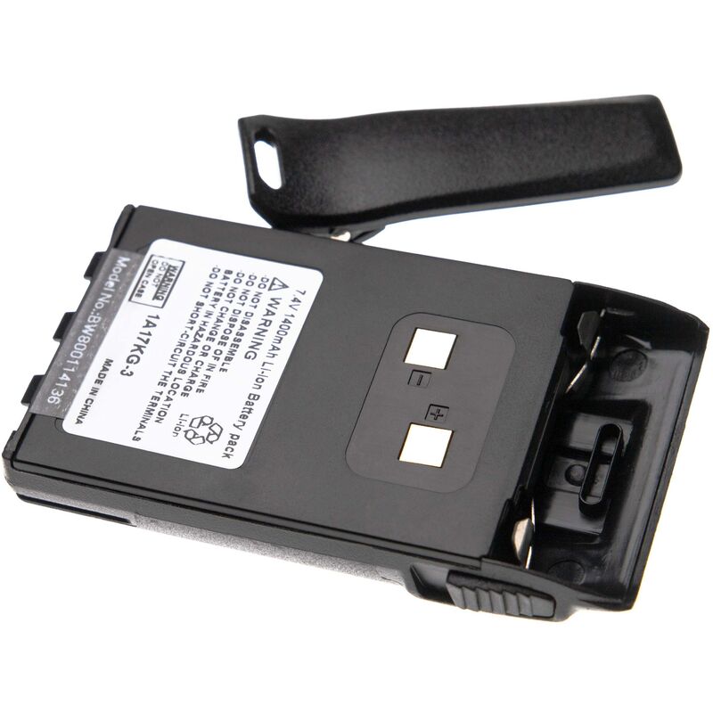 Vhbw - Batterie compatible avec Wouxun KG-669 Plus, KG-679, KG-669E, KG-679E radio talkie-walkie (1400mAh, 7,4V, Li-ion) - avec clip de ceinture