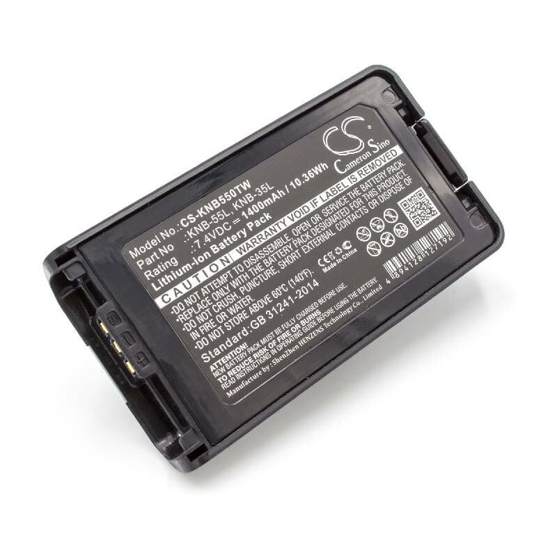 vhbw Li-Ion batterie 1400mAh (7.4V) pour radio talkie-walkie comme Kenwood KNB-35L, KNB-55L, KNB-57L
