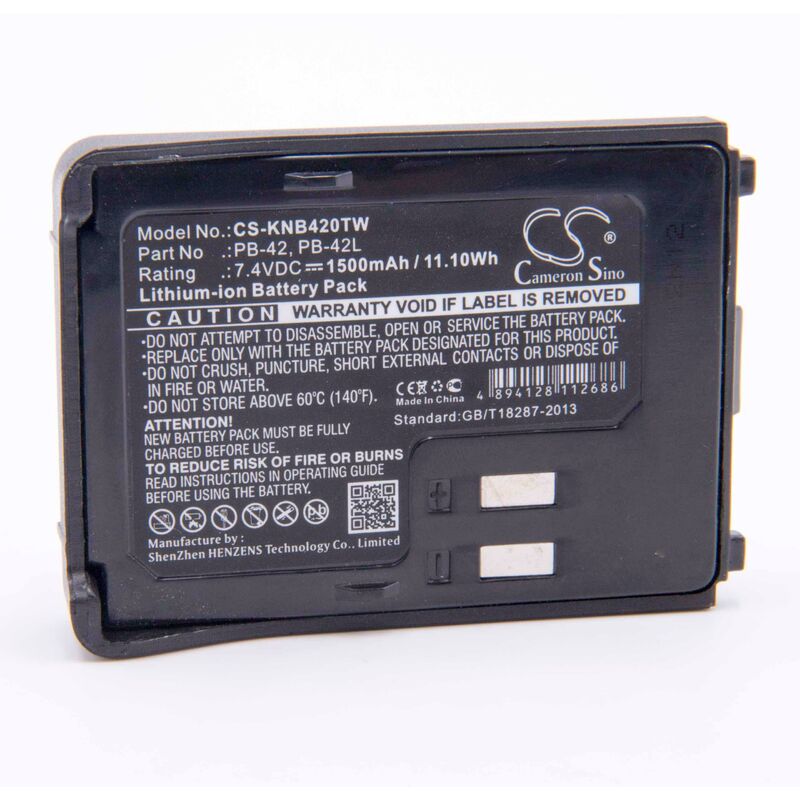 Vhbw - Batterie remplacement pour Kenwood PB-42, PB-42L, PB-42Li pour radio talkie-walkie (1500mAh, 7,4V, Li-ion)