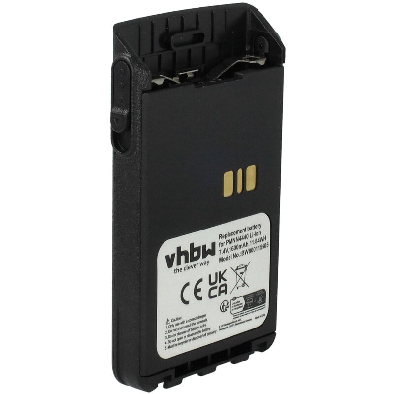 Batterie remplacement pour Motorola PMNN4511A, PMNN4440, PMNN4502A, PMNN4440AR pour radio talkie-walkie (1600mAh, 7,4V, Li-ion) - Vhbw