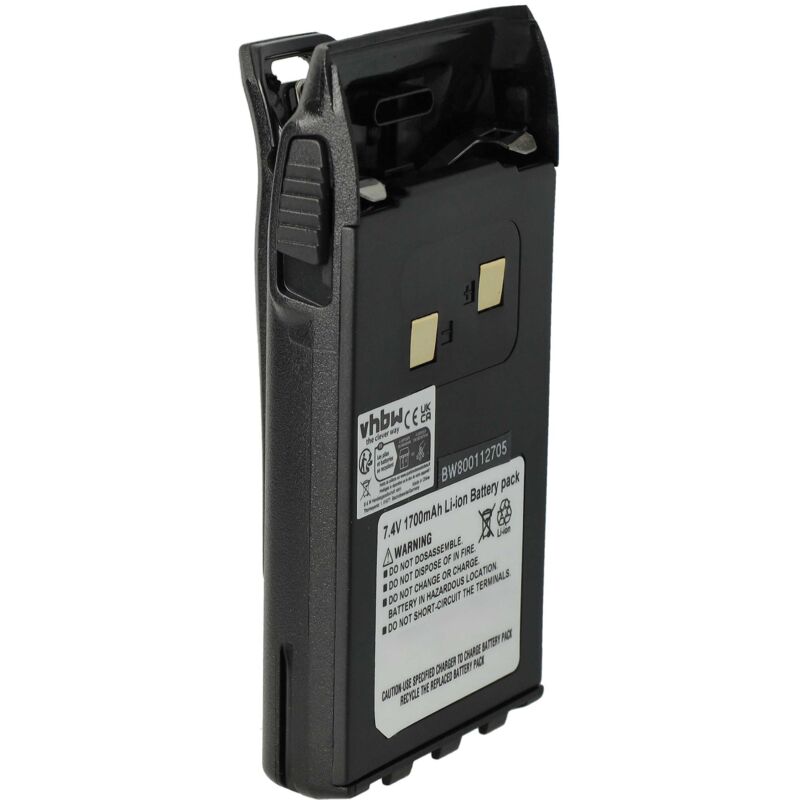 Vhbw - 1x Batterie compatible avec Wouxun KF-679, KG-659E, KG-659, KG-669, DB48 radio talkie-walkie (1700mAh, 7,4V, Li-ion) - avec clip de ceinture