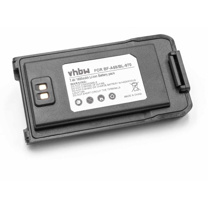 vhbw Li-Ion batterie 1800mAh (7.4V) pour radio talkie-walkie Baofeng BF-A58, BL-970