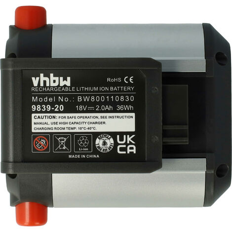 vhbw Li-Ion Batterie 2000mAh (18V) pour outils de jardin électrique Gardena Telescopic Accu Hedge Trimmer THS Li-18/42 comme 09840-20, BLi-18.