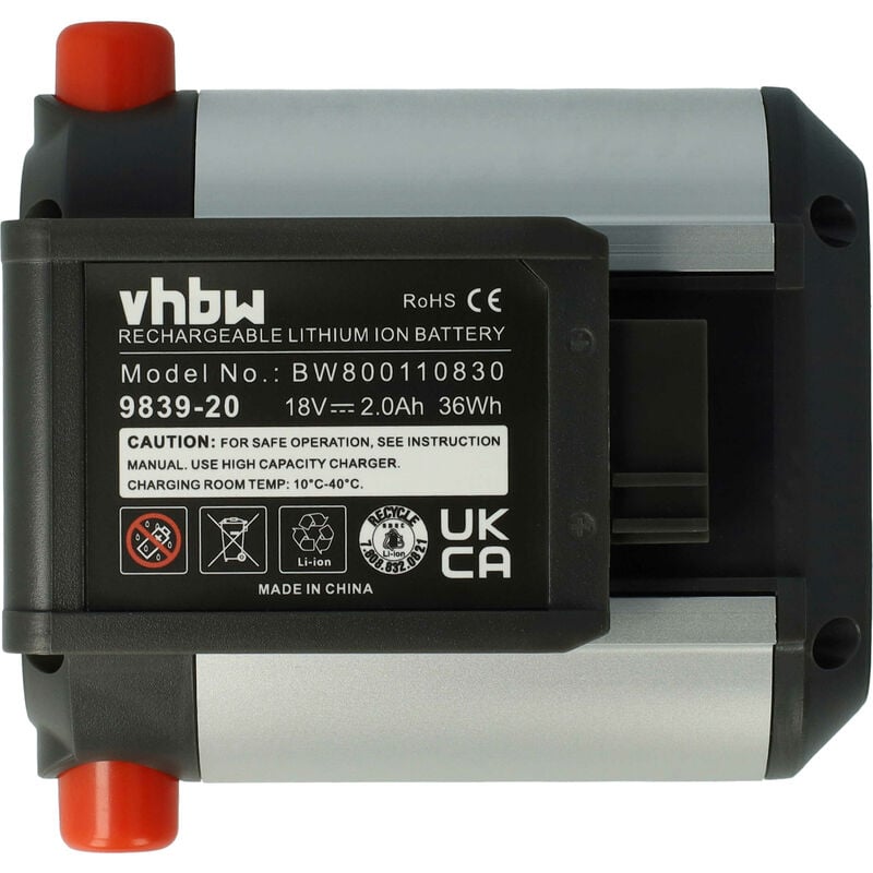 Vhbw - Li-Ion Batterie 2000mAh (18V) pour outils de jardin électrique Gardena ths Li-18/42 Batterie-Télescope-Taille-haie comme 09840-20, BLi-18.