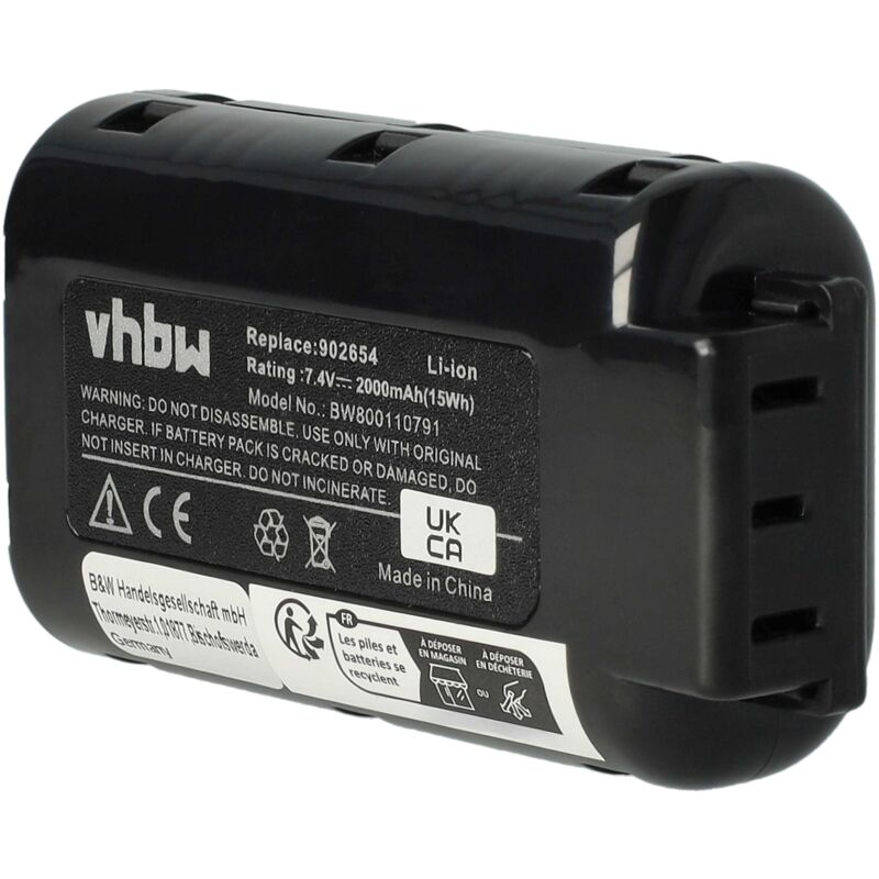 Vhbw - 1x Batterie compatible avec Paslode 902000, CF325L, F16, F18, B20270, B20543 outil électrique, cloueur pneumatique (2000 mAh, Li-ion, 7,4 v)
