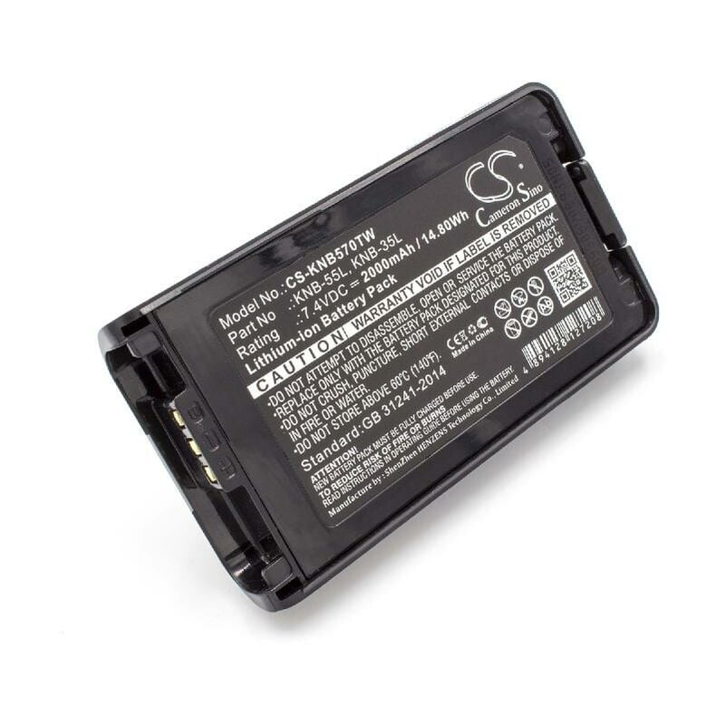 Batterie compatible avec Kenwood NX-220, NX-220E2, NX-220E3, NX-320, NX3200 radio talkie-walkie (2000mAh, 7,4V, Li-ion) - Vhbw