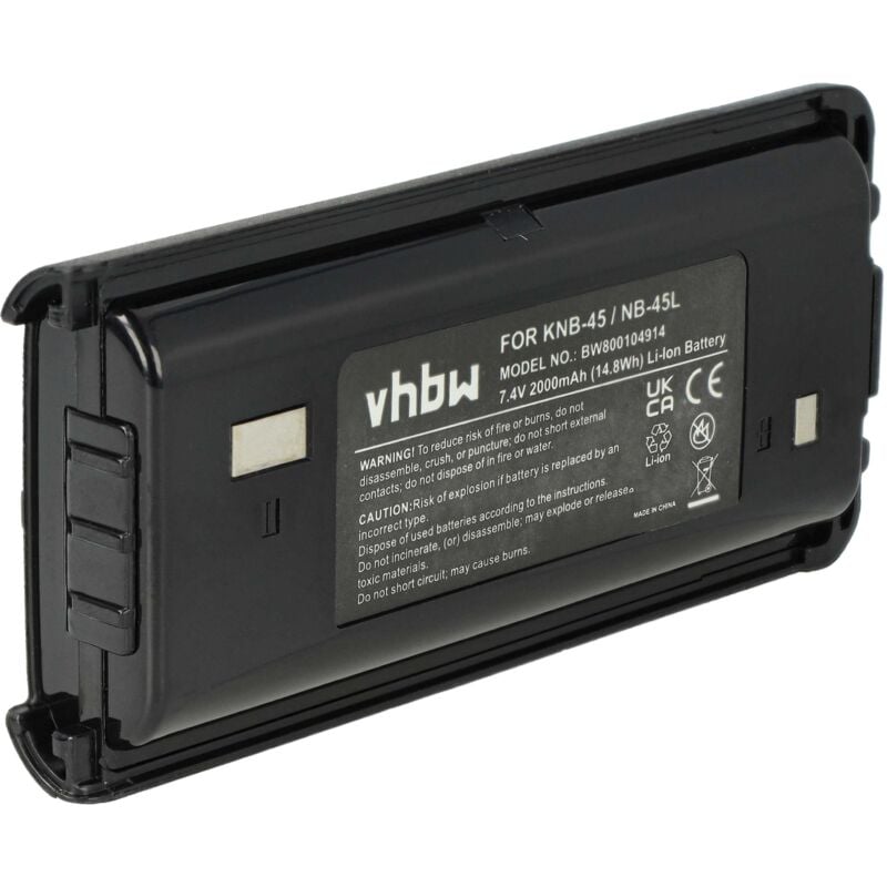 Batterie compatible avec Kenwood TK-3202L-U16P, TK-3206, TK-3206M, TK-3206M3, TK-3207 radio talkie-walkie (2000mAh, 7,4V, Li-ion) - Vhbw