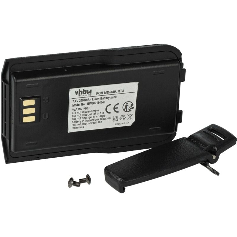 Batterie compatible avec Retevis RT3 radio talkie-walkie (2000mAh, 7,4V, Li-ion) - Vhbw