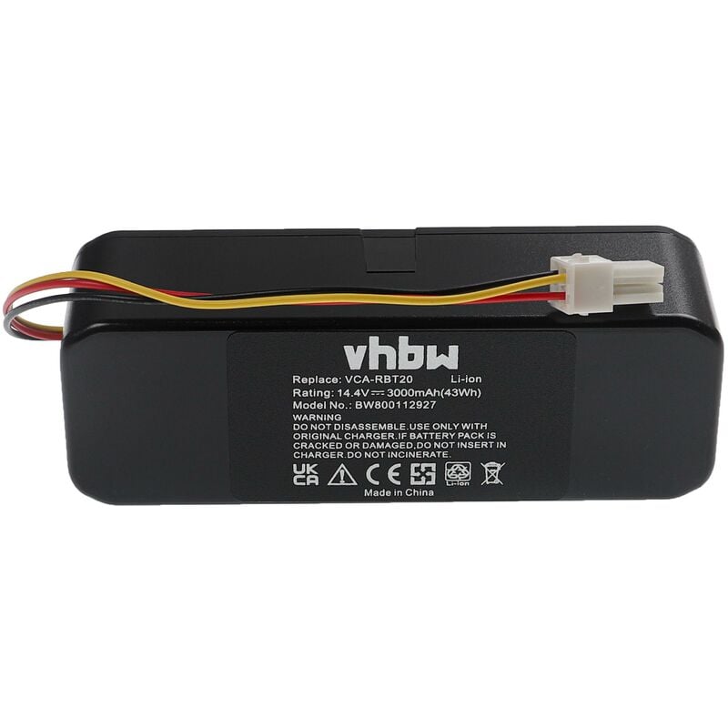 Li-Ion Batterie 3000mAh (14.4V) pour aspirateur Samsung Navibot VR10BTBATBB/SW, VR10BTBATUB/SW comme VCA-RBT20. - Vhbw