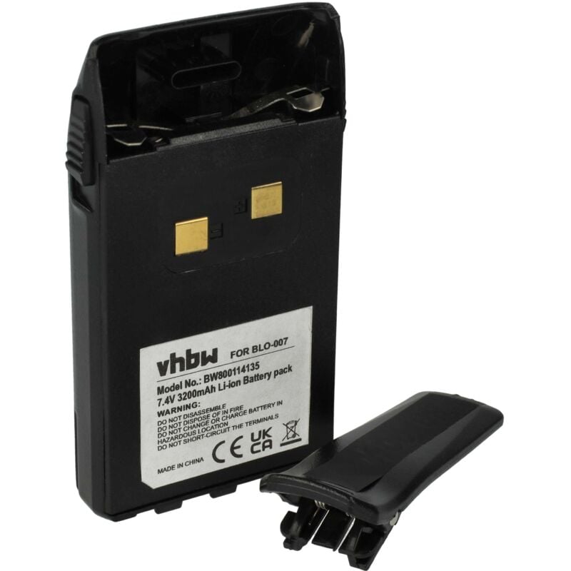 Vhbw - Li-Ion batterie 3200mAh (7.4V) avec clip de ceinture pour radio talkie-walkie Wouxun KG-679, KG-679 Plus, KG-679E, KG-689, KG-689 Plus, KG-689E