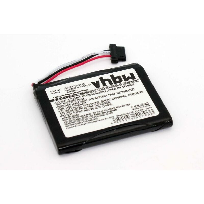 vhbw 1x Batterie compatible avec Pioneer Avic F220, F220BT, U220, U310, U310BT, F310BT, CXE-3272 GPS, appareil de navigation (790mAh, 3,7V, Li-ion)