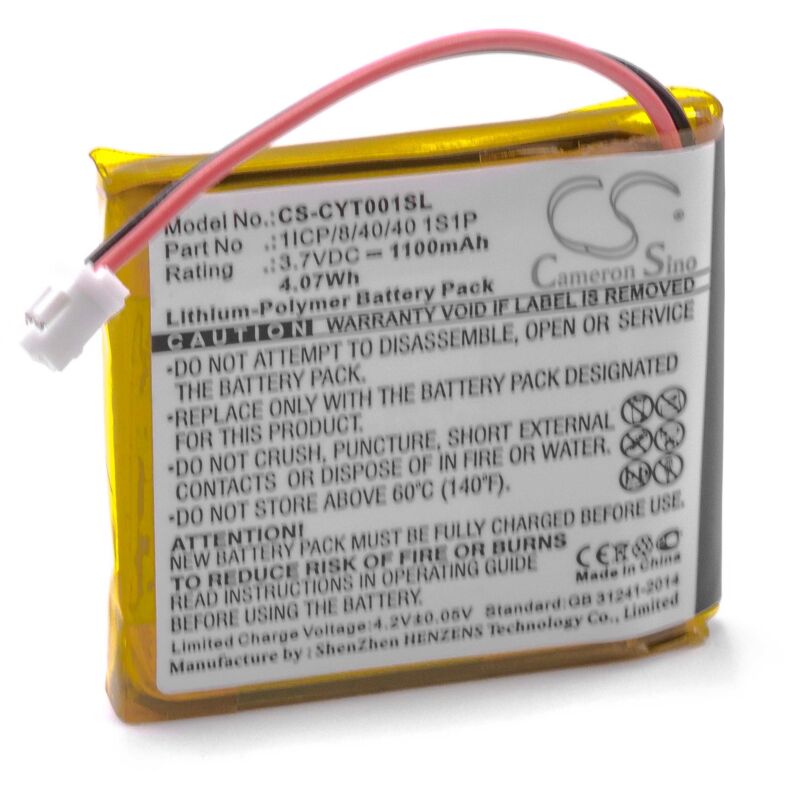 Image of Akku Ersatz für Coyote 1ICP/8/40/40 1S1P für gps Navigation Navi (1100mAh, 3,7V, Li-Polymer) - Vhbw