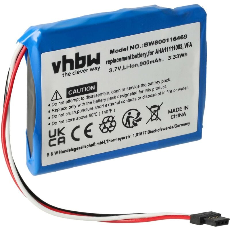 

Li-Polymer batería 900mAh (3.7V) para sistema de navegación GPS TomTom Start 60, Start 60 EU, Start 60 M y AHA11111003, VFA. - Vhbw