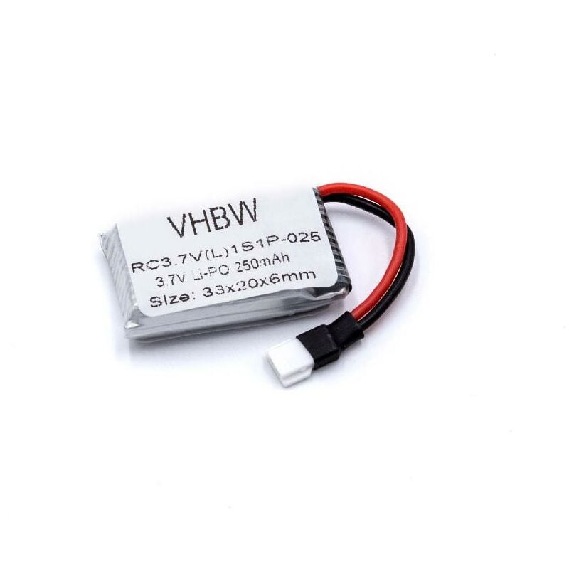 vhbw Li-Polymer Batterie 250mAh (3.7V) compatible avec X-Dart 6044 modèles réduits, drone