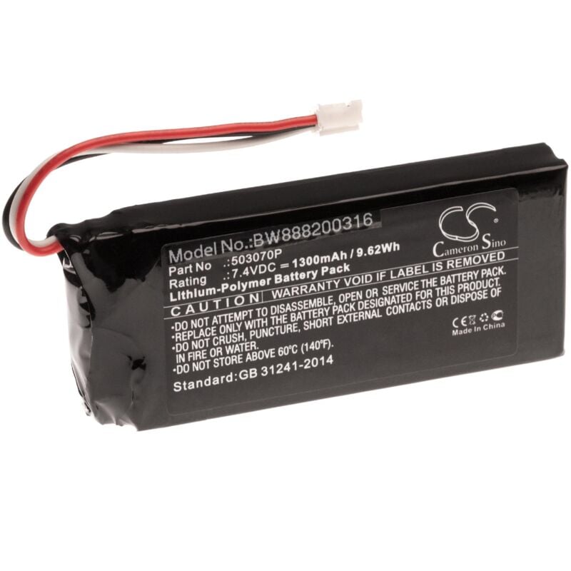 Vhbw - Batterie remplacement pour jbl 503070P pour enceinte, haut-parleurs (1300mAh, 7,4V, Li-polymère)