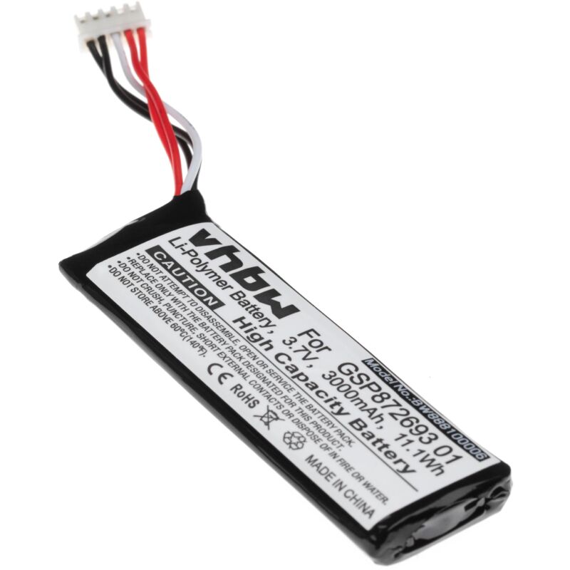 vhbw Li-Polymère batterie 3000mAh (3.7V) pour haut-parleurs enceintes comme JBL GSP872693 01