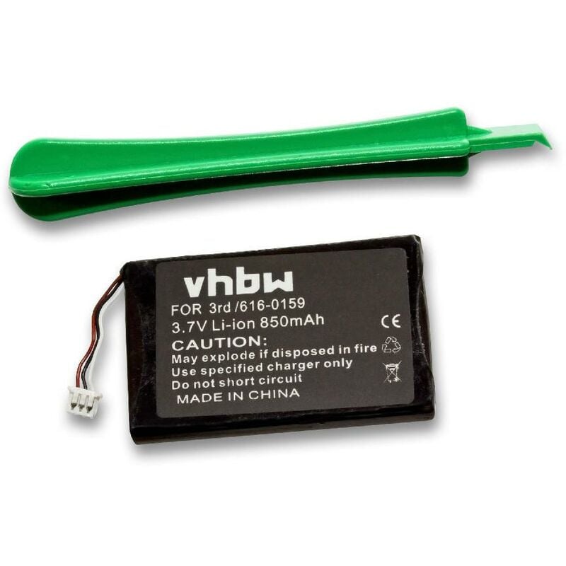 vhbw 1x Batterie remplacement pour Apple 616-0159 pour lecteur de musique MP3 (850mAh, 3,7V, Li-polymère)
