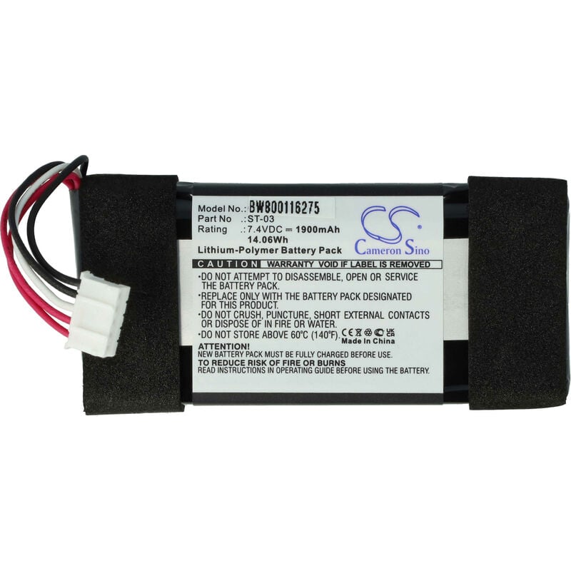Image of vhbw litio-polimeri batteria 1900mAh (7.4V) compatibile con casse altoparlanti e speaker sostituisce Sony ST-03