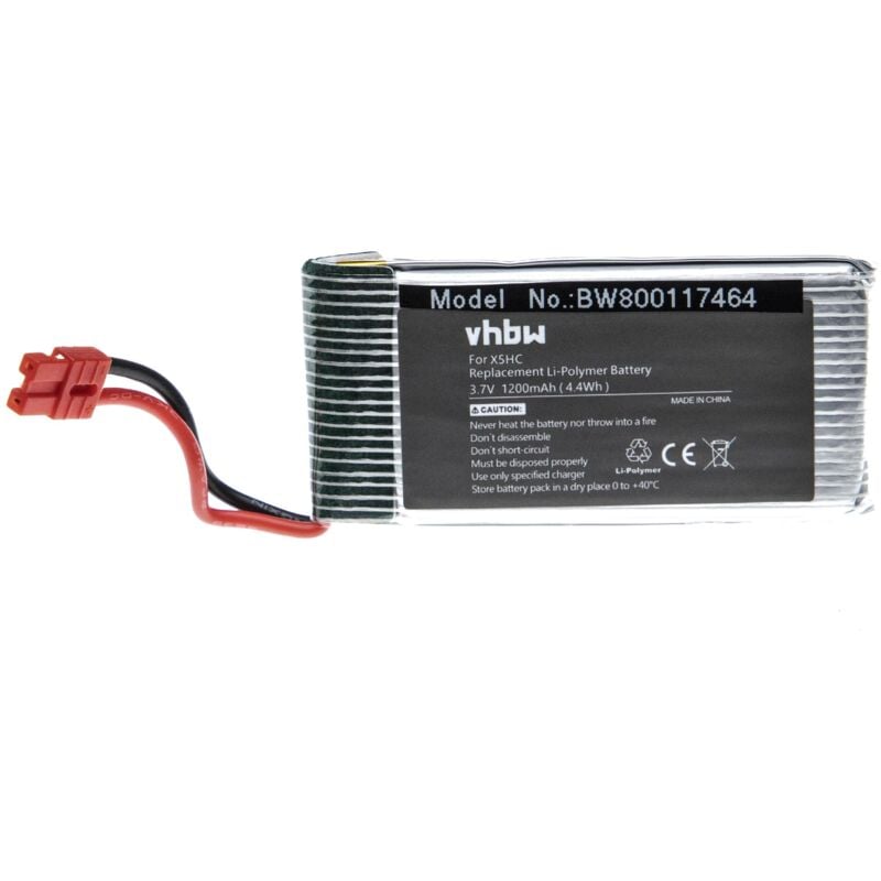 

litio polímero batería 1200mAh (3.7V) para dron multicóptero cuadricóptero control remoto del dron como Syma X5HC - Vhbw