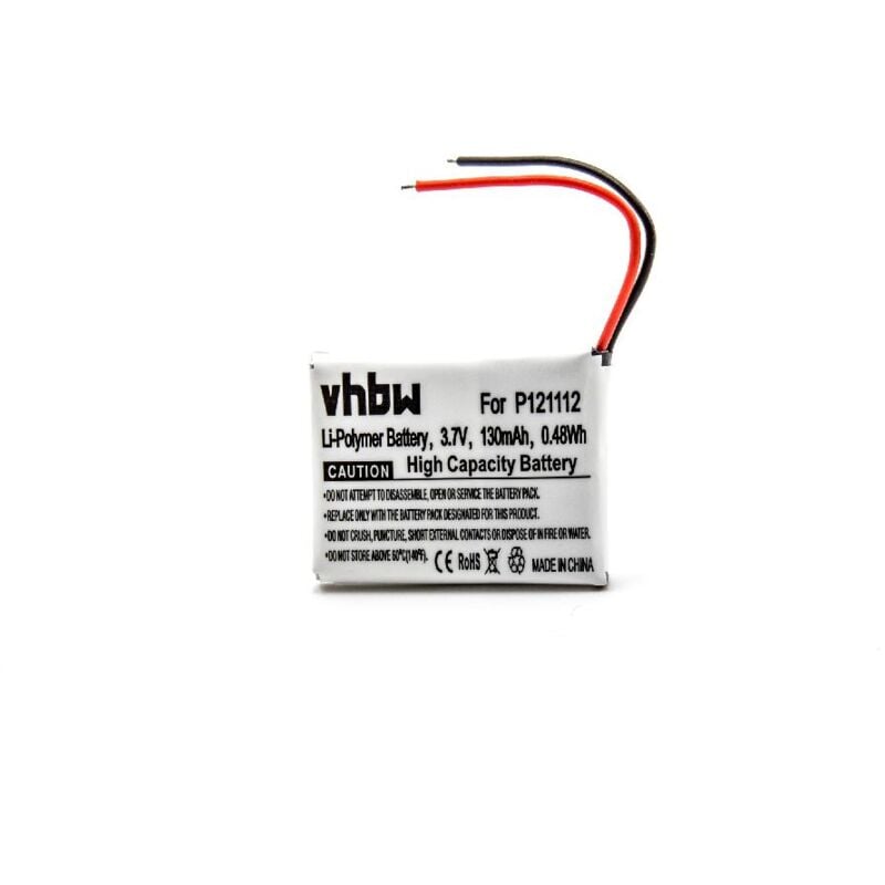 

litio polímero batería 130mAh (3.7V) para smartwatch reloj pulsera de fitness de actividad como Pebble P121112 - Vhbw