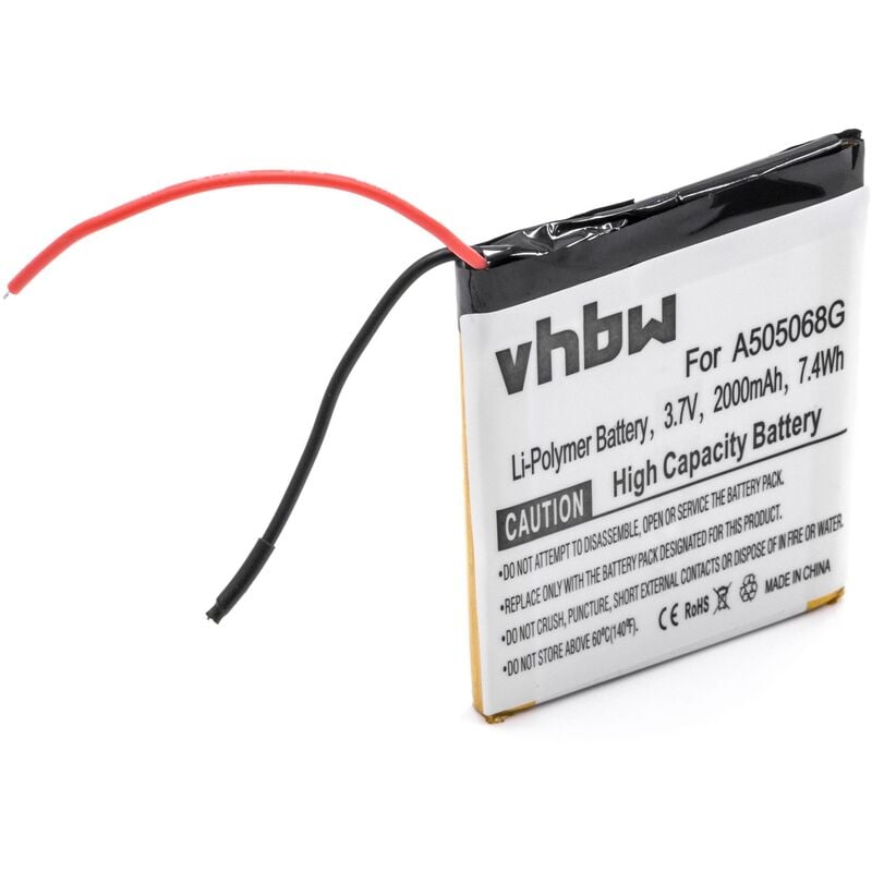 

Batería recargable reemplaza Navgear 100618 E100602-BU50-1-R, A505068G para navegador (2000 mAh, 3,7 V, polímero de litio) - Vhbw