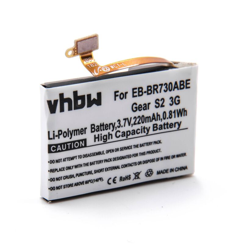 

litio polímero batería 220mAh (3.7V) para smartwatch reloj pulsera de fitness de actividad como Samsung EB-BR730ABE - Vhbw