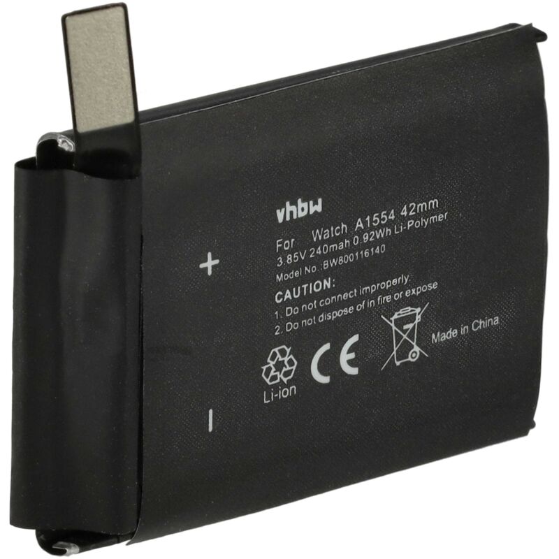 

Batería recargable compatible con Apple Watch MJ3N2LL/A, MJ3V2LL/A, MJ4A2LL/A smartwatch, reloj de actividad (240 mAh, 3,7 V, polímero de litio)