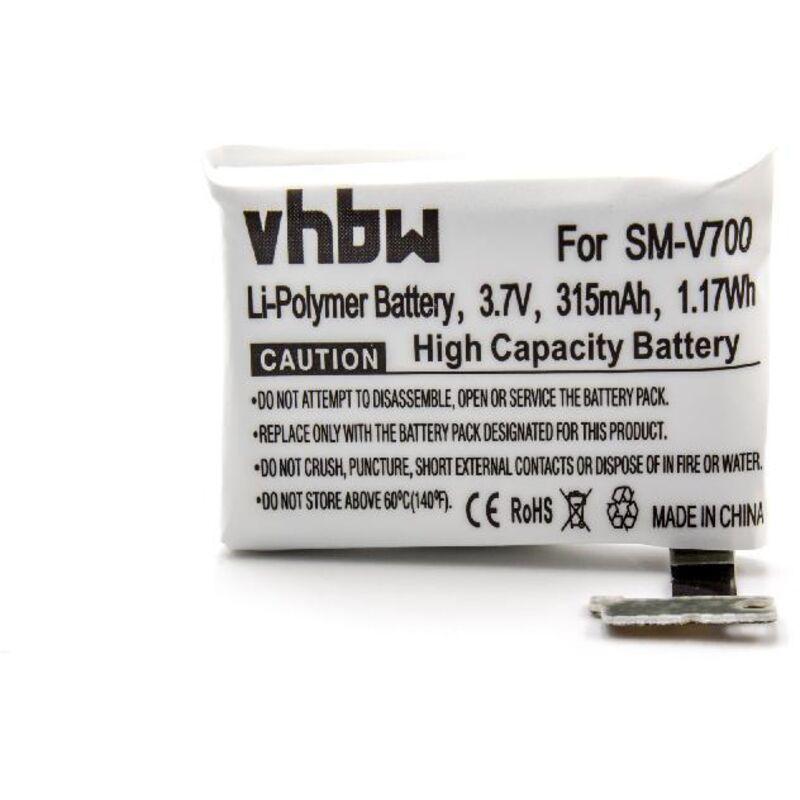 

litio polímero batería 315mAh (3.7V) para smartwatch reloj pulsera de fitness de actividad como Samsung B030FE - Vhbw