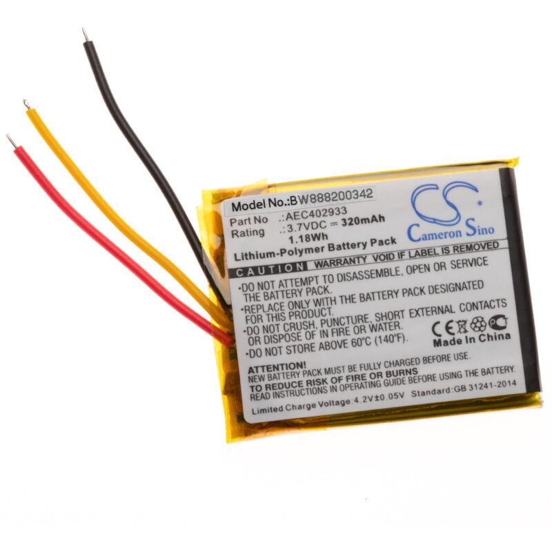 

vhbw litio polímero batería 320mAh (3.7V) para auriculares inalámbricos cascos como AKG AEC402933