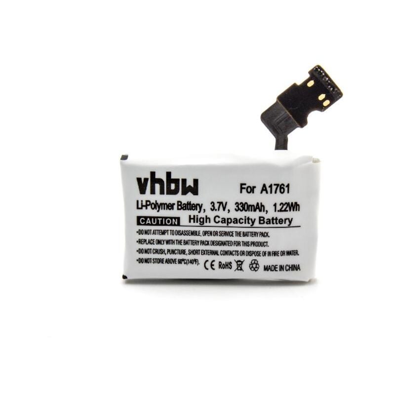 

litio polímero batería 330mAh (3.7V) para smartwatch Apple Watch 2 A1761 42mm (2nd Generation), MNNN2LL/A, MP032LL/a - Vhbw