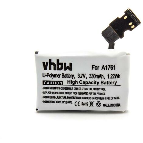 1600mAh, 3,7V, polímero de Litio vhbw batería Compatible con Apple iPod 1ª generación 10GB M8737LL/A Reproductor de música MP3 10GB M8709LL/A 