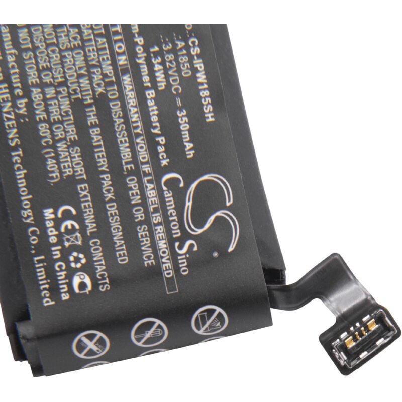 

litio polímero batería 350mAh (3.82V) para smartwatch reloj pulsera de fitness de actividad Apple Watch Series 3 42mm - Vhbw