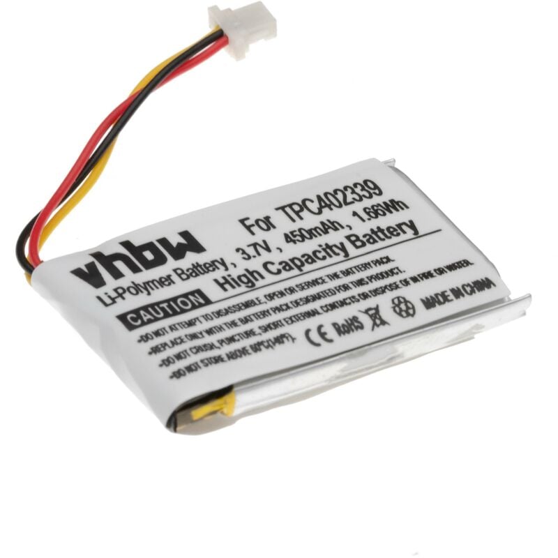 

litio polímero batería 450mAh (3.7V) para cámara de vídeo videocámara Mio MiVue 338, 358P, 366, 368, 388, 658p - Vhbw
