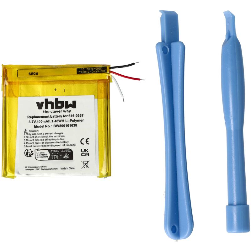 

litio polímero batería 450mAh (3.7V) para reproductor de música MP3 Apple IPod Nano 3. Generation, 3.Generation, 3G, 3G 4GB, 3rd 4GB - Vhbw