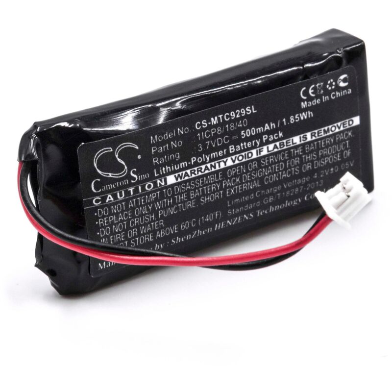 

litio polímero batería 500mAh (3.7V) para auriculares inalámbricos cascos como Midland 1ICP8/18/40 - Vhbw