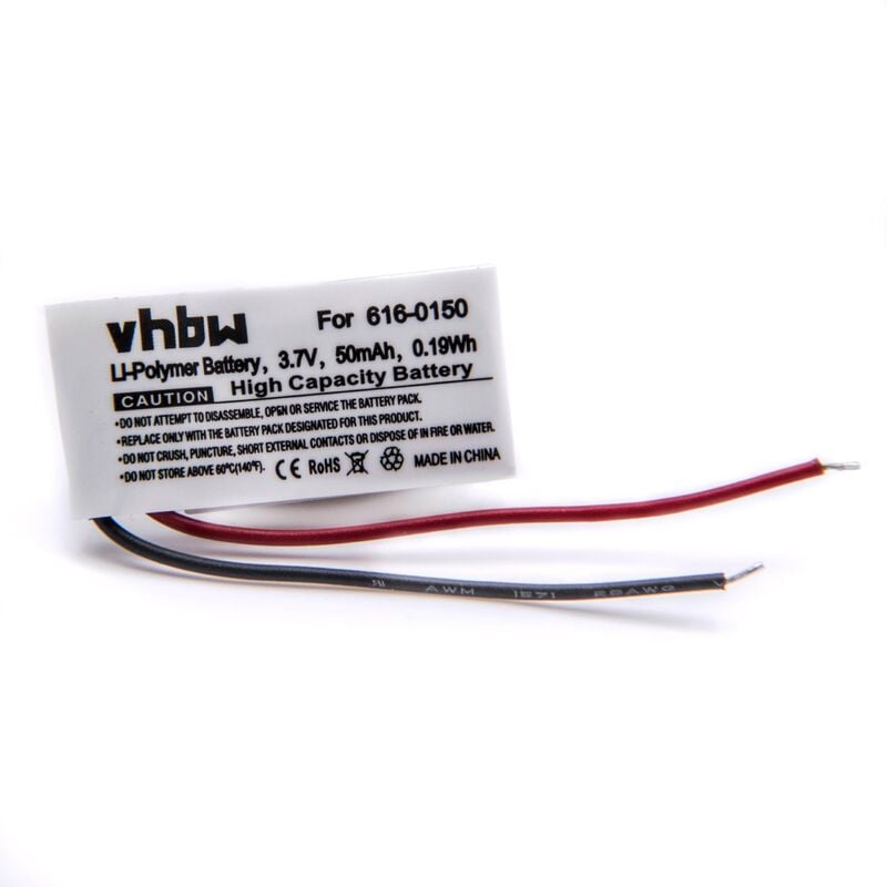 

litio polímero batería 50mAh (3.7V) para reproductor de música MP3 Apple IPod Shuffle 5G, 5th Generation, A1373 - Vhbw