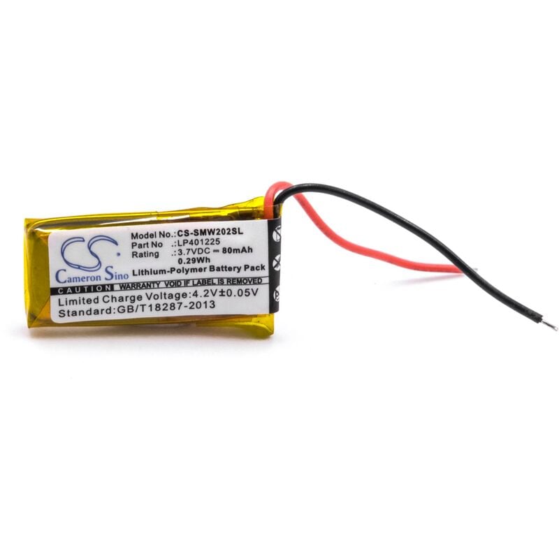 

litio polímero batería 80mAh (3.7V) para reproductor de música MP3 Sony NWZ-W202, SBH80 - Vhbw