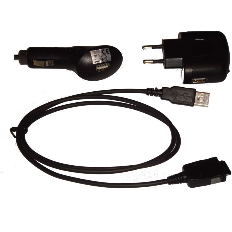 vhbw Lot d'accessoires compatible avec Yakumo Delta X navigation - Adaptateurs allume-cigare, secteur, câble USB / charge