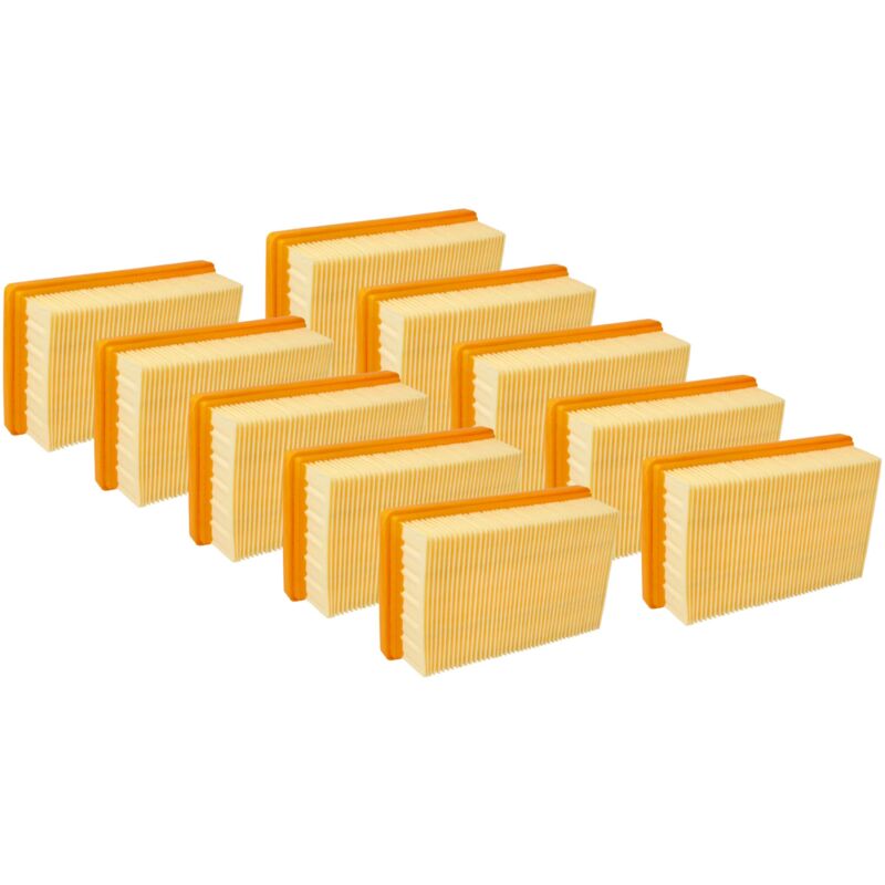 Lot de 10x filtres plissé plat compatible avec Kärcher WD6 p Premium Renovation Kit aspirateur - Élément filtrant - Vhbw